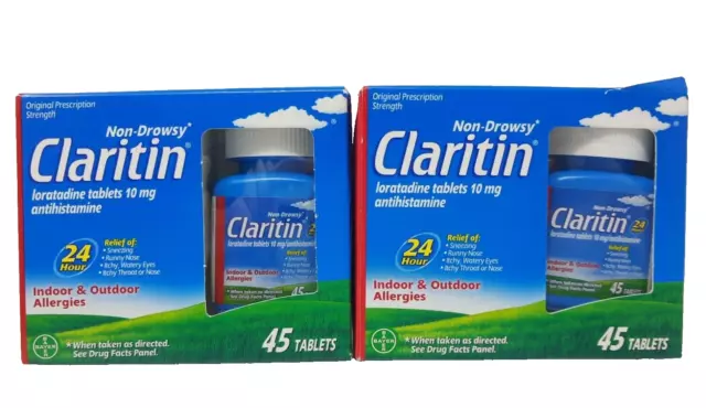 2 x Claritin 24-Hour Indoor & Outdoor Allergy Relief  90 Tabs Exp 10/2024+ #6147