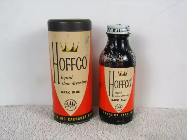 Vintage Hoffco Liquid Shoe Dressing Dark Blue Bottle And Container