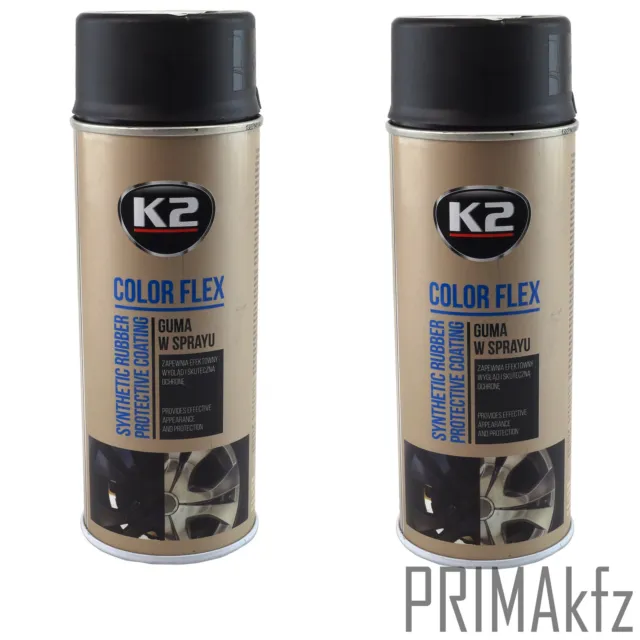 2x K2 Color Flex Pulvérisation Film Auto Jantes Aluminium Noir 400ml L343CP