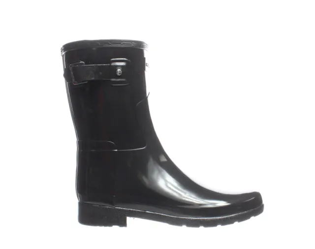 Hunter Womens Refined Short Gloss Black Rainboots Size 8