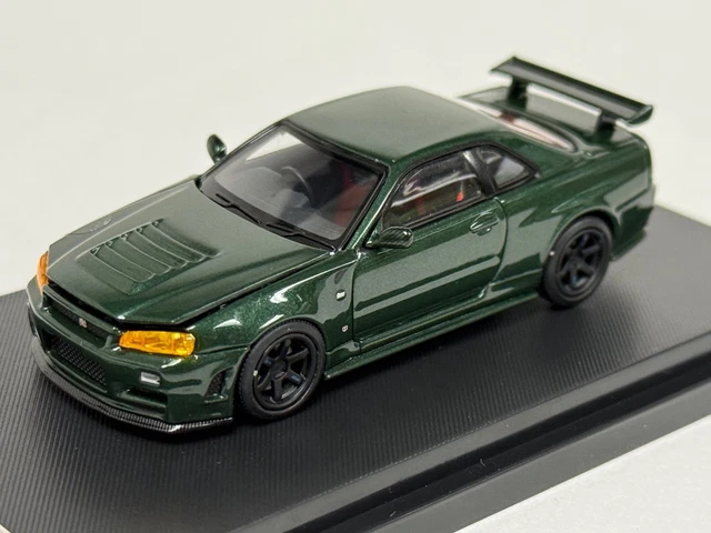 1/64 MOTORHELIX NISSAN Skyline GT-R R34 V Spec II in Green Black Wheel ...