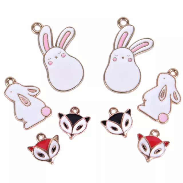 10 Teile / satz Emaille Legierung Fuchs Kaninchen Charms Anhänger Schmuck DIY CR