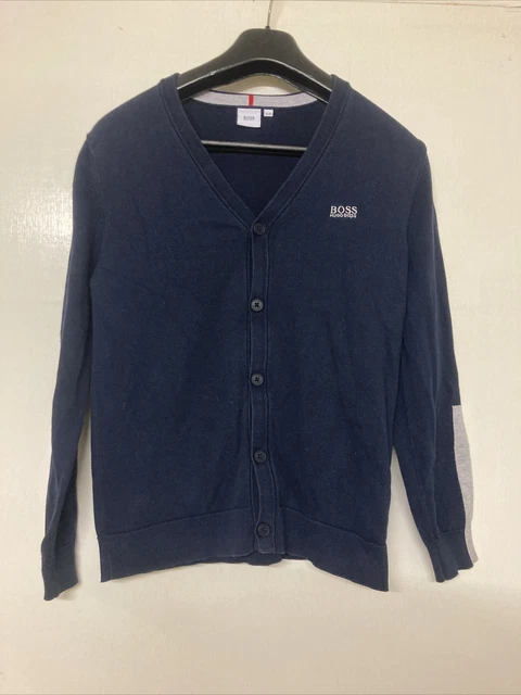 Cardigan Hugo Boss blu navy e grigio abbottonato bambini 12-XS