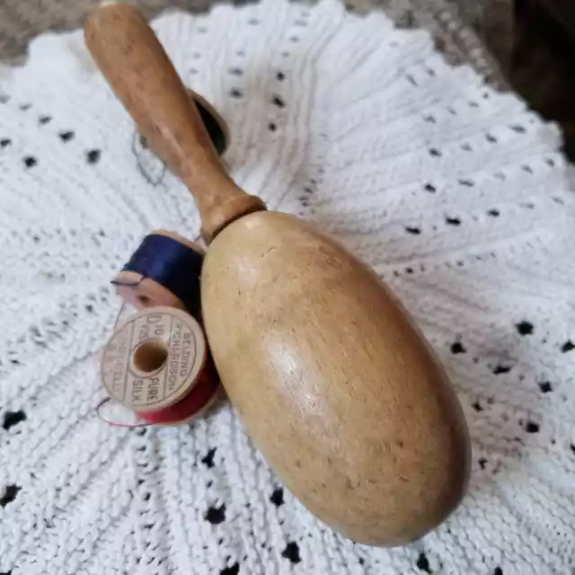 Antique Solid Hard Wood Sock or Glove Darning Egg, Vintage Sewing tools