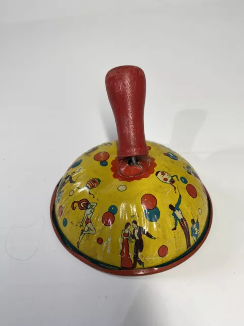 Vintage Tin Toy US Metal Toy Mfg Co New Years Eve Metal Noise Maker Bell Ringer