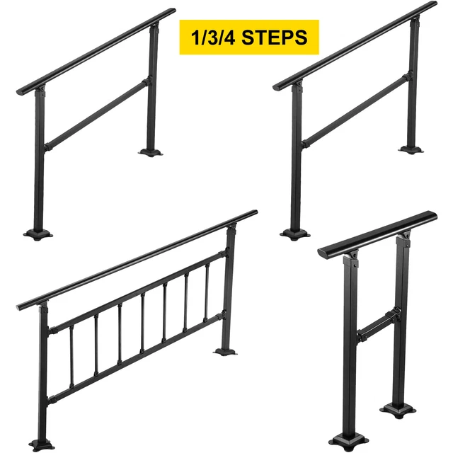 VEVOR IRON HANDRAIL Stair Railing Hand Rail Kit Fit for 04 Step