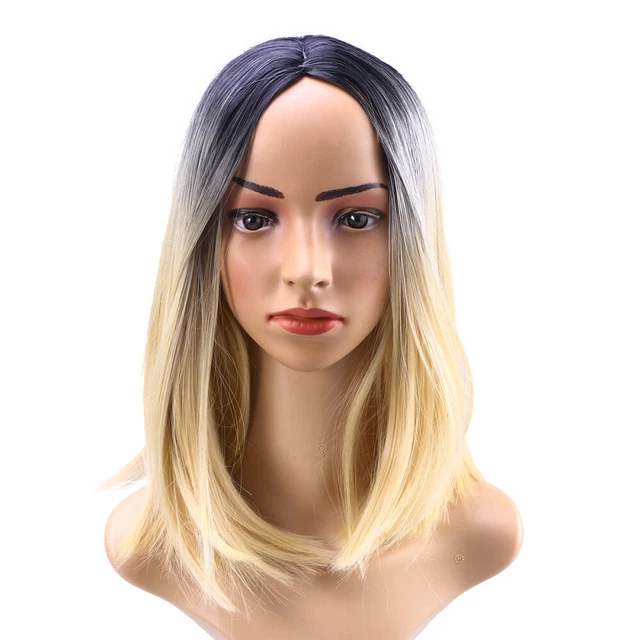 Pelucas Sintéticas Miss Encaje Frente Cabello Humano Parte Lateral Bob Corto