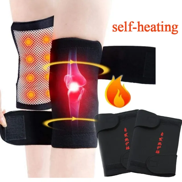 2 PIEZAS Rodilla vendaje soporte rodillera protección autocalentamiento cinturón masaje terapia^