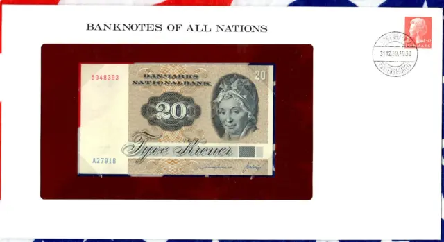 Banknotes of All Nations Denmark 20 Kroner P-49a.3 1972 (1979) UNC A2791B