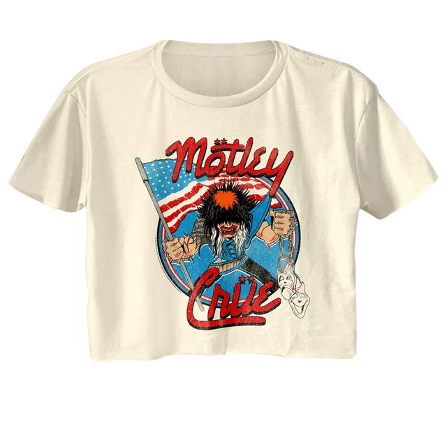 Motley Crue Allister Fiend American Patriot Women's Crop Top Metal Rock Band Motley Crue Allister Fiend American Patriot Women's Crop Top Metal Rock Band