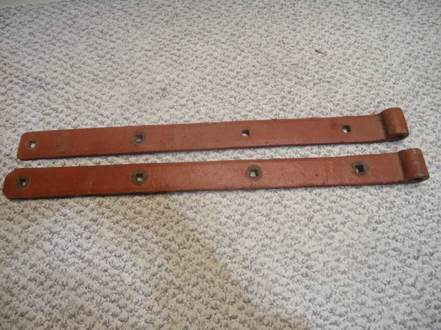 Two Antique Wrought Iron Hand Forged Barn Door Strap Hinges 28 1/2"