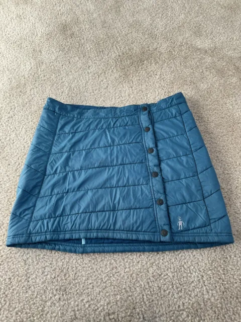 SMARTWOOL PhD Smartloft Womens Sz M Quilted Turquoise Snap Puffer Skirt