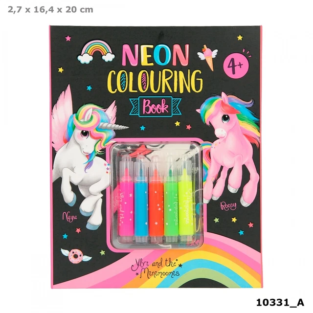 Ylvi & the Minimoomis Neon-Malbuch-Set mit Glitzer-Stickern & Neon-Stifte, 10331