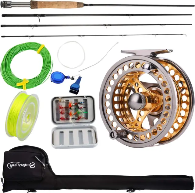 Sougayilang Fly Fishing Rod Reel Combos with Lightweight Portable Fly Rod and...