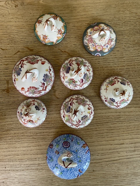 Sarreguemines Modèle Minton 8 couvercles sucrier théière cafetière porcelaine