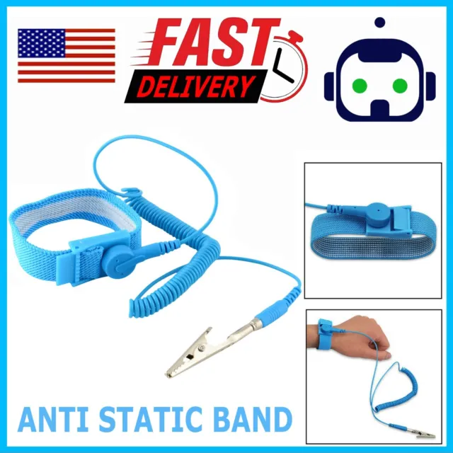 Anti-Static Wrist Band ESD Grounding Strap Prevents Static Build Up, Blue