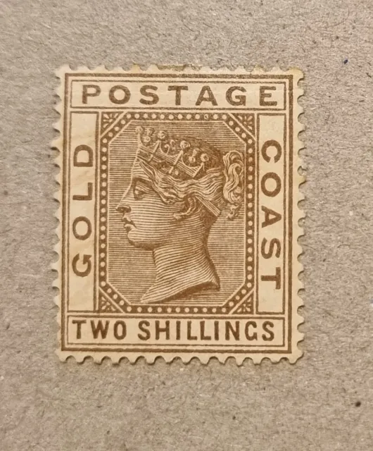 STAMPS GOLD COAST 1888 2/- MINT HINGED - #7075a