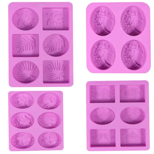 4Pcs Silicone Soap Molds Mixed Patterns Soap Making Molds Heat-Resistance Pan☈