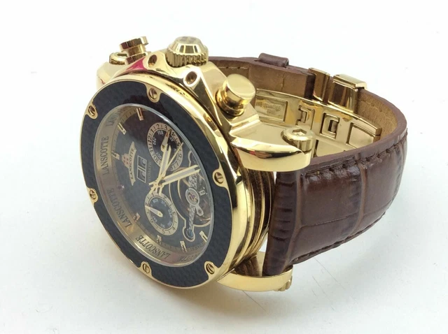 RELOJ LANSCOTTE astronomy automatico oro (en caja original) 1 año