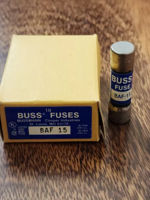 Pack Of 10 Cooper Bussmann BAF-15 Buss Midget Fuse New In Box