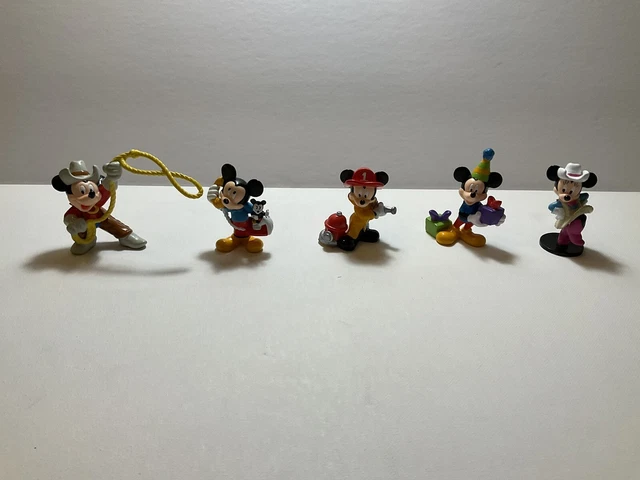 Vintage Disney Mickey Mouse & Minnie Mouse 2.5 inch PVC Figurines Lot of 5 New