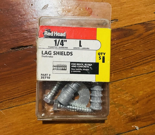 RedHead Lag Shields For Brick, Block, Concrete 1/4” L length, QTY 5
