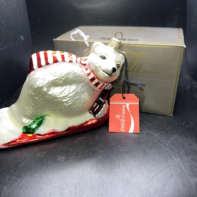 VINTAGE KURT ADLER Polonaise Coca Cola Glass Polar Bear Christmas