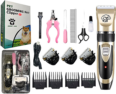 Dog Cat Pet Grooming Kit Rechargeable Cordless Electric Hair Clipper Trimmer Set 2