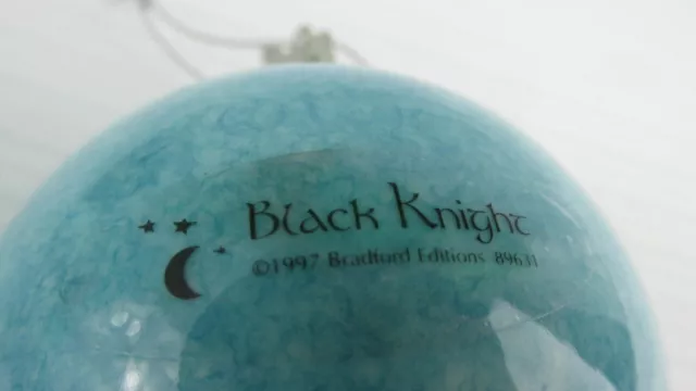 Vintage 1997 Bradford Editions Black Knight Ceramic Pewter Wolf Ornament #89631 3
