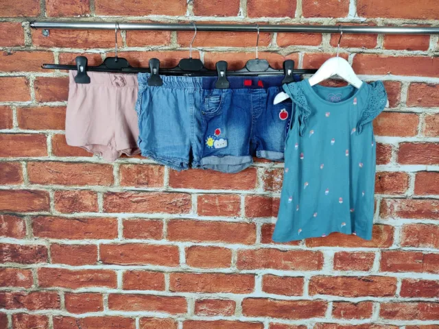 Girls Bundle Age 3-4 Years H&M Next Etc Denim Shorts T-Shirt Summer Set 104Cm