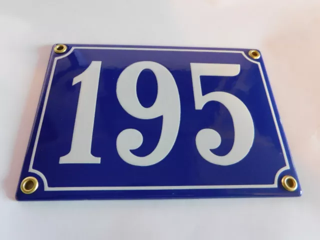 Antique French Blue  Genuine Enamel Porcelain House Door Number Sign / Plate 195