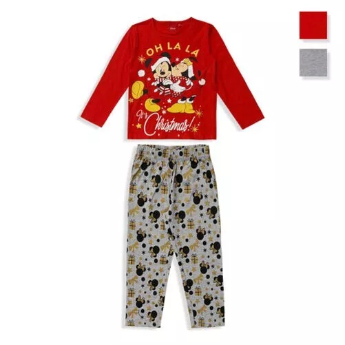 Pyjamas Noël Disney Mickey Souris Long Coton Manches Longues Fille 5574