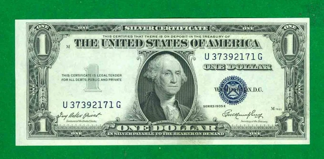 $1 1935-E 1 U/G Block Blue Seal Silver Certificate Cu.