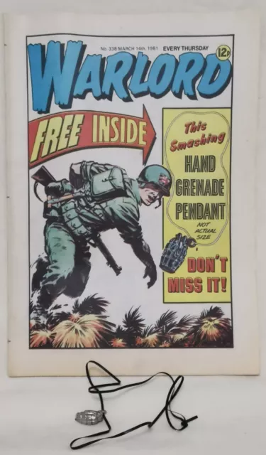 V-Rare: Vintage Warlord Comic Issue #338 + original Free Pendant - Mar 14th 1981
