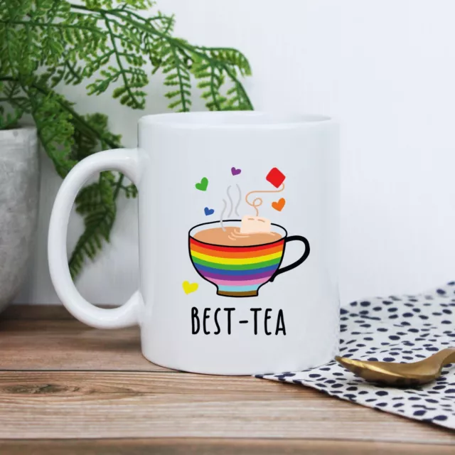 Gay Best Friend Mug BEST-TEA Coffee Cup Gay Pride Coaster Option LGBT Birthday 3