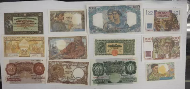 Lot of 12 Foreign Banknotes World Paper Money *Glue Stains* FREE SHIPPING! Lot 1