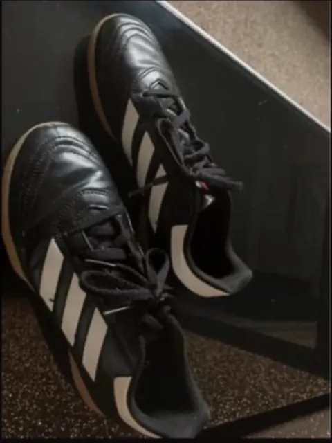 Adidas Older Boys Black Leather Trainers UK Size 5