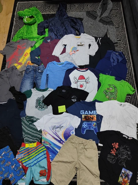 #615-TM Enorme pacchetto di vestiti per ragazzi 5-6 anni GEORGE NEXT HARRY POTTER NOCE MOSCATA