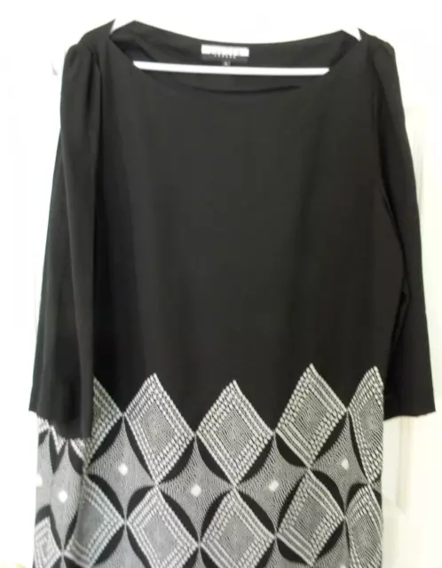 Jaeger London 100% Silk Top Tunic Black with White EUC US16 UK18