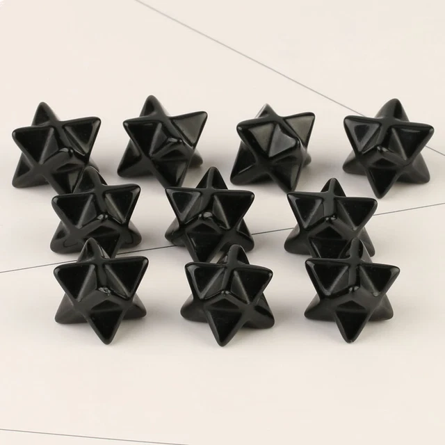 20x Wholesale Natural Obsidian Stone Merkaba Star Crystal Skull Reiki Healing
