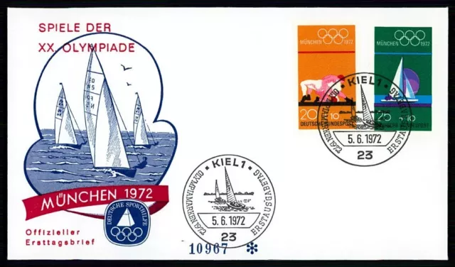 BRD FDC 1970 OLYMPIADE MÜNCHEN KIEL SEGELN SCHIFFE SEGELBOOT OLYMPICS hy70