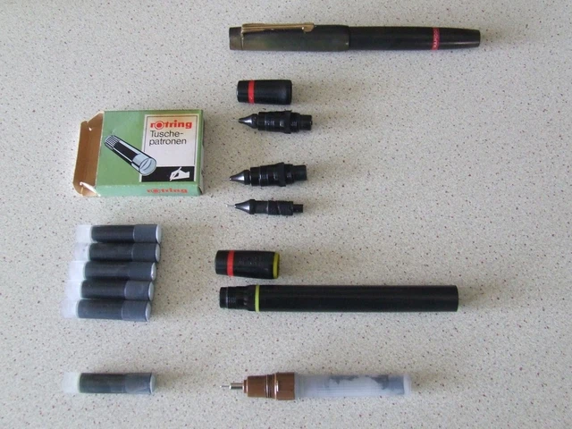 VINTAGE ROTRING TECHNICAL Drawing Pen Components RAPIDOGRAPH & Others ...