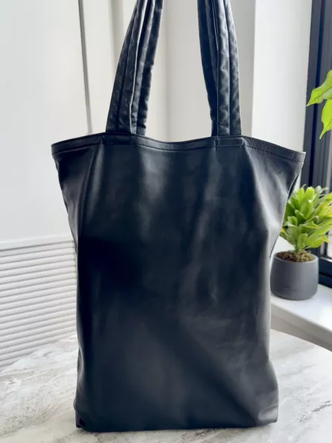 BOTTEGA VENETA INTRECCIATO Leather Tote Bag Black Shopper N/S Woven 3