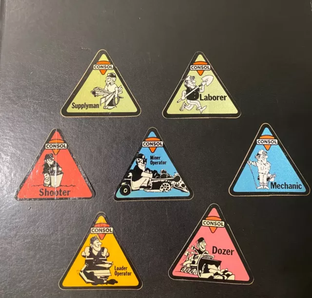rare first edition lot of 7 different Consol Job class mine stickers