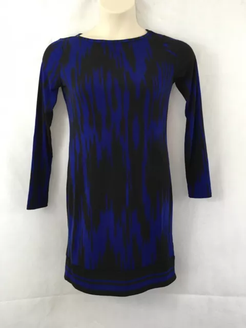MICHAEL KORS Long Sleeve Stretch Shift Dress Women’s Size Small Black/Blue