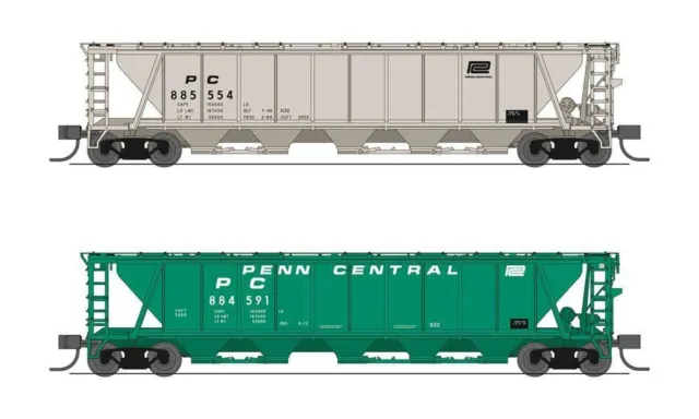 Broadway Limited N PRR Class H32 5-Bay Covered Hopper Penn Central PC #2PK 7257