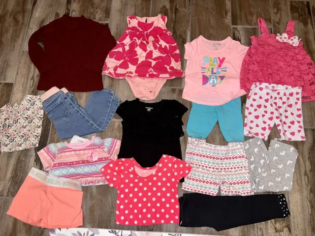 14 Piece Toddler girl PINK Bundle 18 months - 2T Clothing Skechers shirt Carters