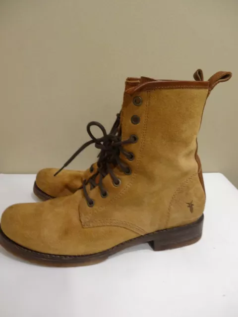 FRYE Suede Brown Lace Up Combat Women's Boots. Size 7