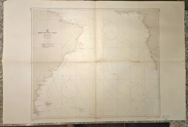 SOUTH ATLANTIC, AMERICA, AFRICA, Vintage 1964 Nautical Chart U.S. Navy H.O. 1071