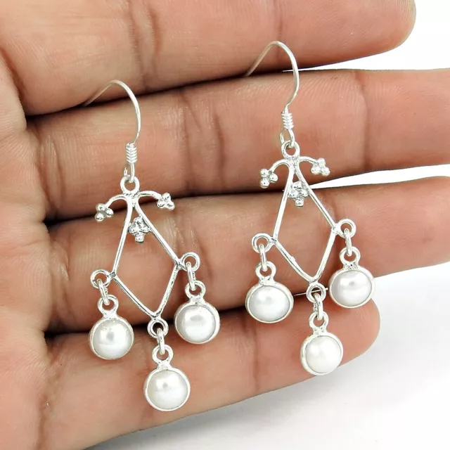 Beautiful Gift For Her 925 Sterling Silver Pearl Gemstone Earrings Jewellery C38